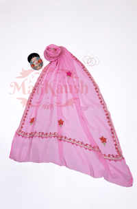 Unstitched Pure Muslin Kashmiri Aari Embroidery Suit (Pink)