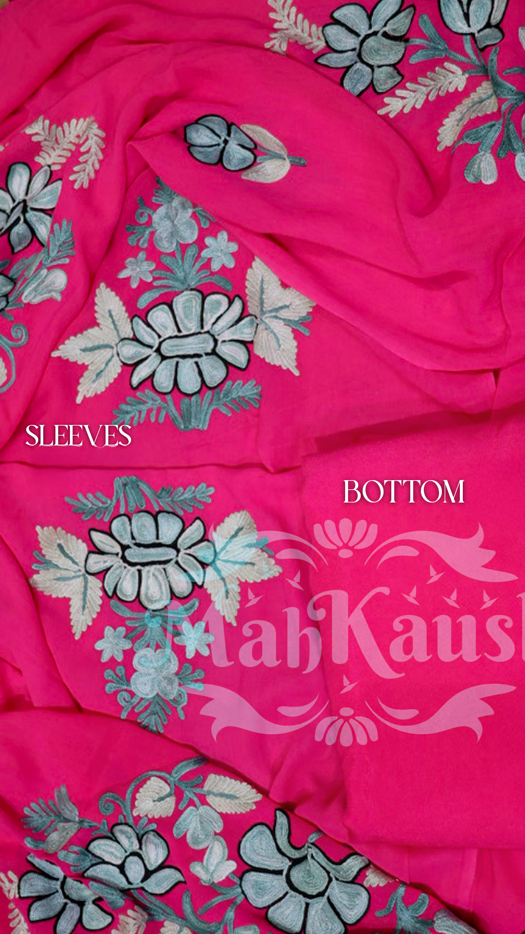 Pure Georgette Kashmiri Aari Embroidery Suit Unstitched (Pink)