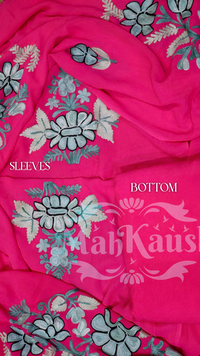 Pure Georgette Kashmiri Aari Embroidery Suit Unstitched (Pink)