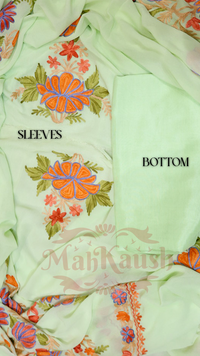 Pure Georgette Kashmiri Aari Embroidery Suit Unstitched (Green)