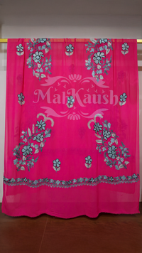 Pure Georgette Kashmiri Aari Embroidery Suit Unstitched (Pink)
