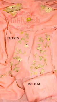 Semi Georgette Kashmiri Aari Embroidery Suit (Unstitched) Peach