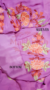 Pure Georgette Kashmiri Aari Embroidery Suit Unstitched (Purple)