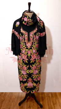Pure Georgette Kashmiri Aari Embroidery Suit Unstitched (Black)