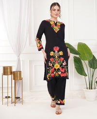 Kashmiri Aari Work Winter Wear Set (Black)