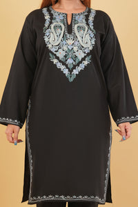 Kashmiri Aari embroidery Cotton Co-ord set Size-44 (Black)