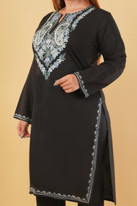 Kashmiri Aari embroidery Cotton Co-ord set Size-44 (Black)