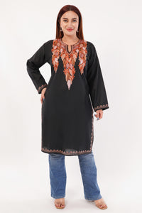 Kashmiri Aari embroidery Cotton Co-ord set Size-40 (Black)