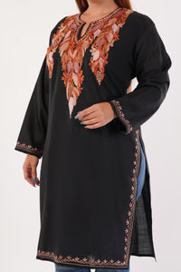 Kashmiri Aari embroidery Cotton Co-ord set Size-40 (Black)