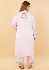Kashmiri Aari embroidery Jaam Cotton Co-ord set Size-48 (Pink)