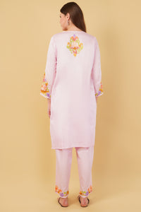 Kashmiri Aari embroidery Jaam Cotton Co-ord set Size-44 (Pink)
