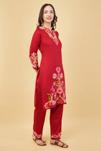Kashmiri Aari embroidery Jaam Cotton Co-ord set Size-38