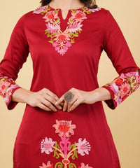 Kashmiri Aari embroidery Jaam Cotton Co-ord set Size-38