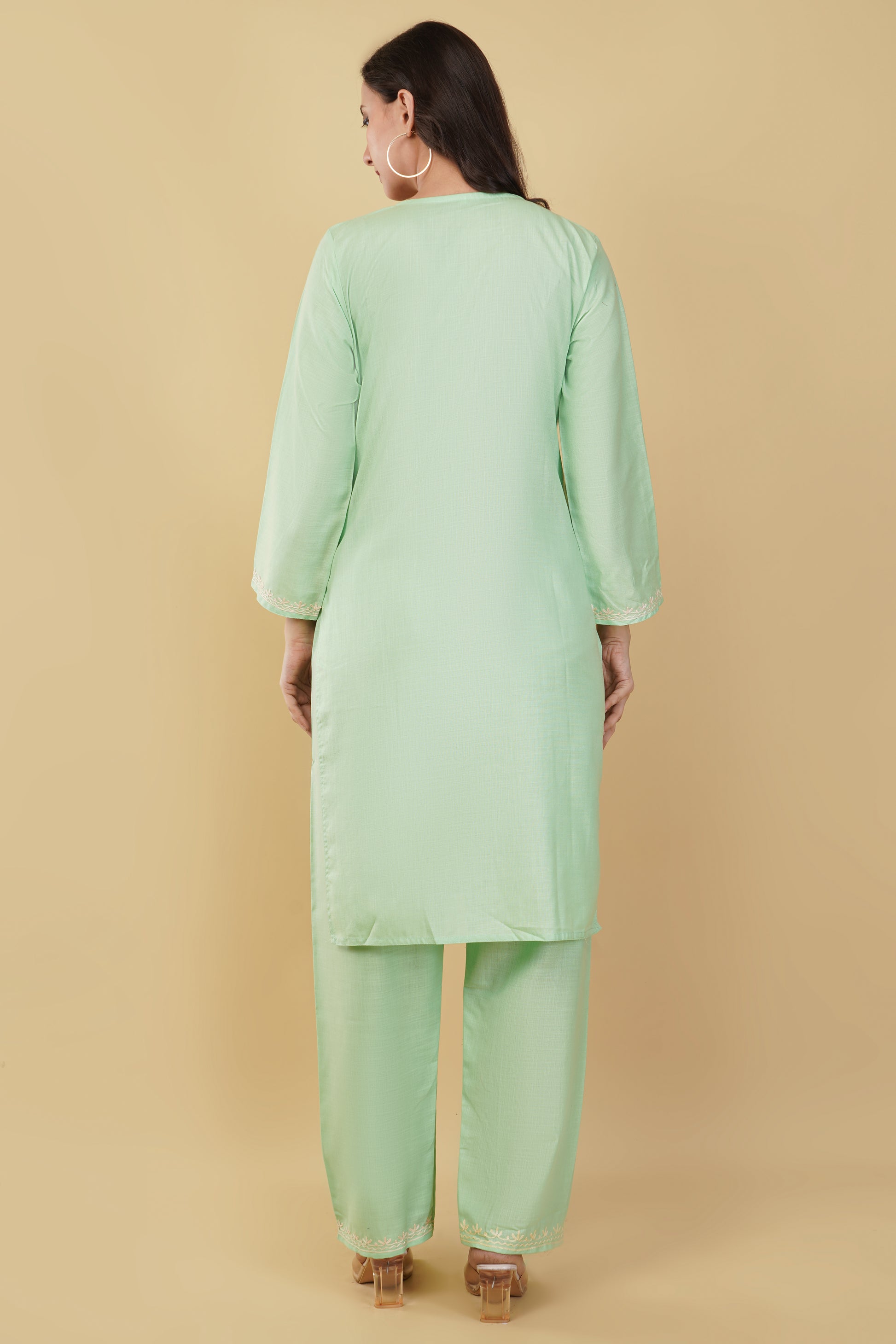 Kashmiri Aari embroidery Cotton Co-ord set Size-38