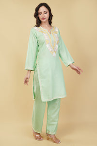 Kashmiri Aari embroidery Cotton Co-ord set Size-38