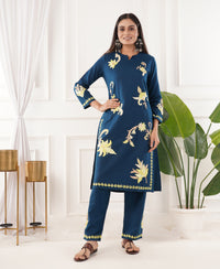 Premium Acro Wool Winter Kurti & Pant Set (Blue)