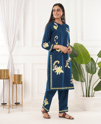Premium Acro Wool Winter Kurti & Pant Set (Blue)