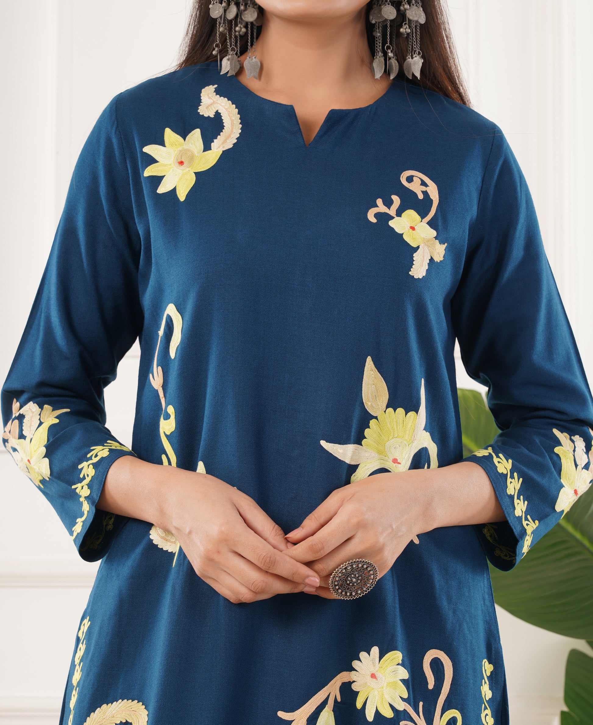 Premium Acro Wool Winter Kurti & Pant Set (Blue)