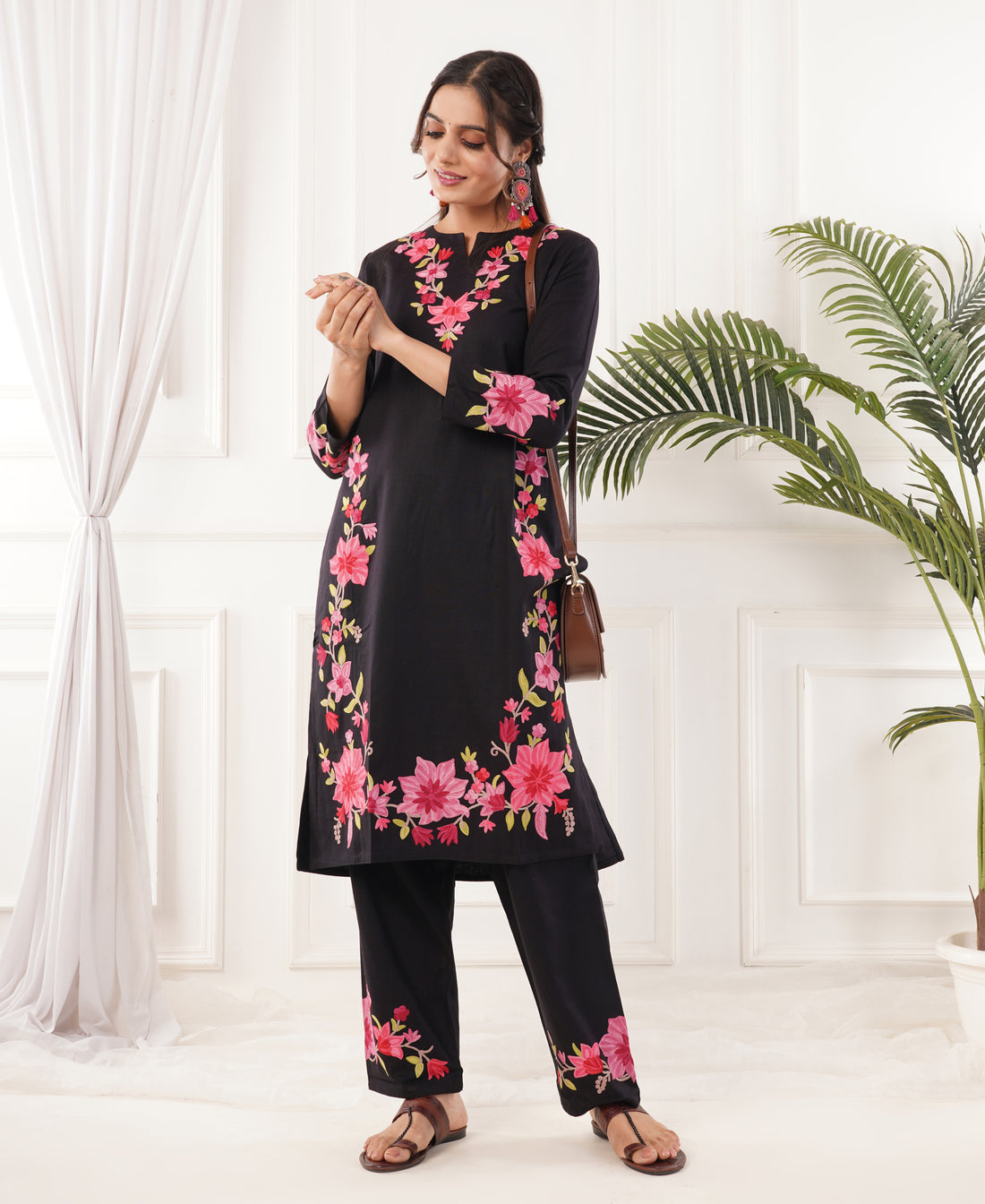 Premium Acro Wool Winter Kurti Set (Black)