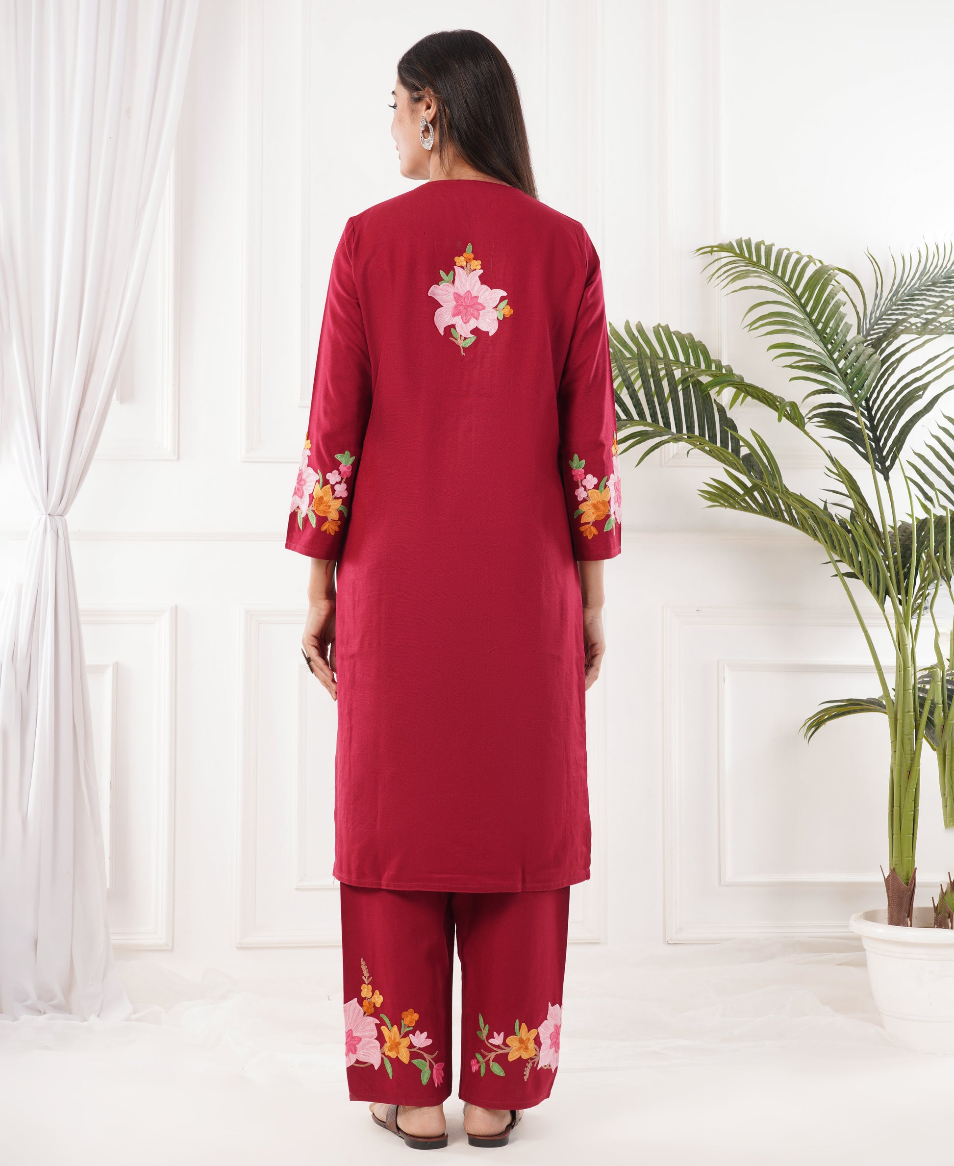 Premium Acro Wool Winter Kurti Set (Red)