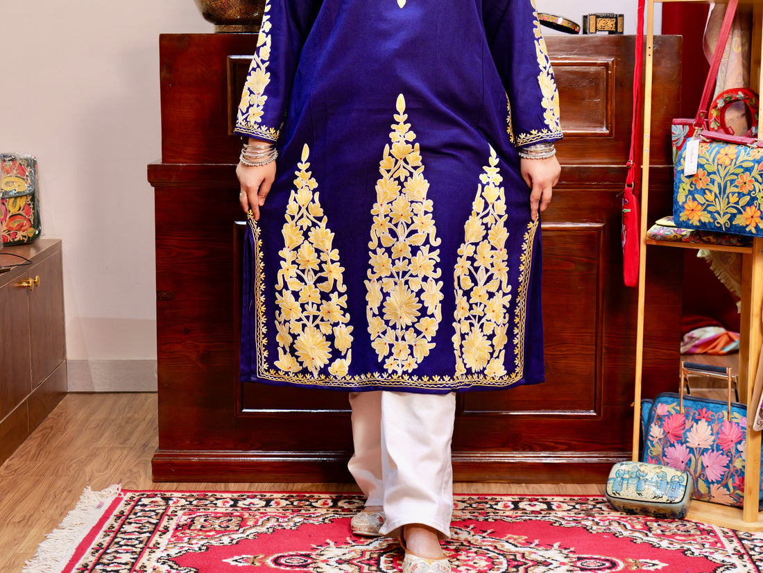 Baagh design kashmiri pheran ( Royal Blue )